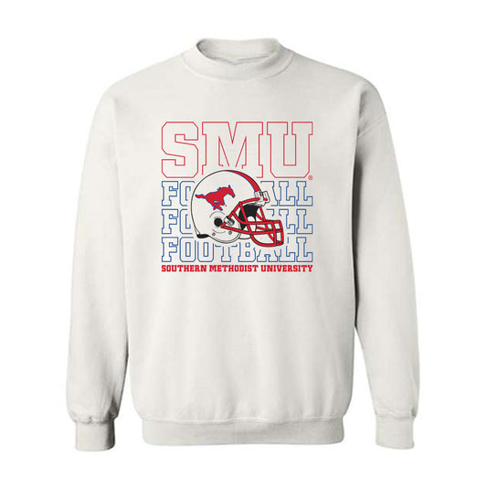 SMU - NCAA Football : Woo Spencer - White Crewneck Sweatshirt-0