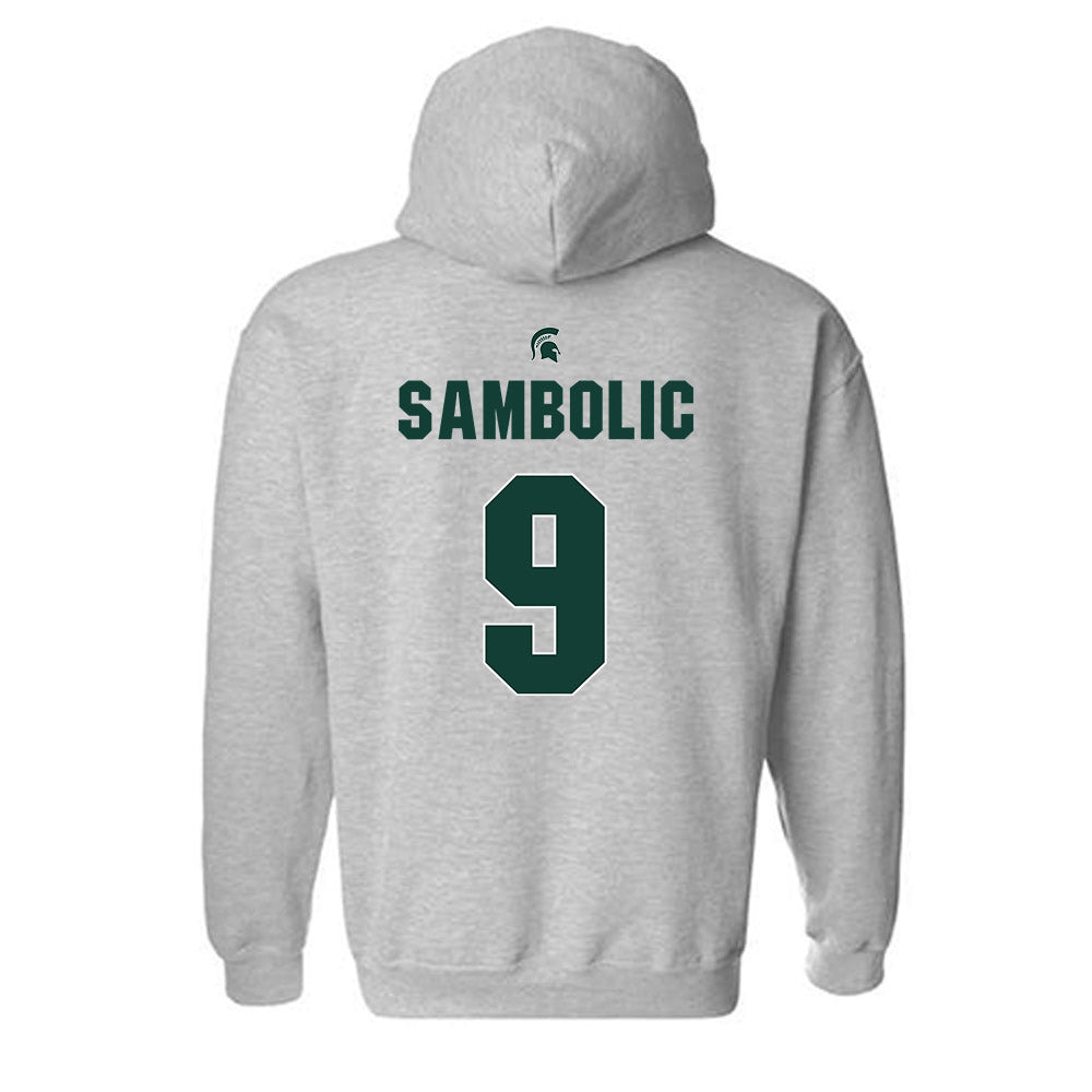 Michigan State - NCAA Women's Basketball : Sara Sambolic - Sports Shersey Hooded Sweatshirt-1