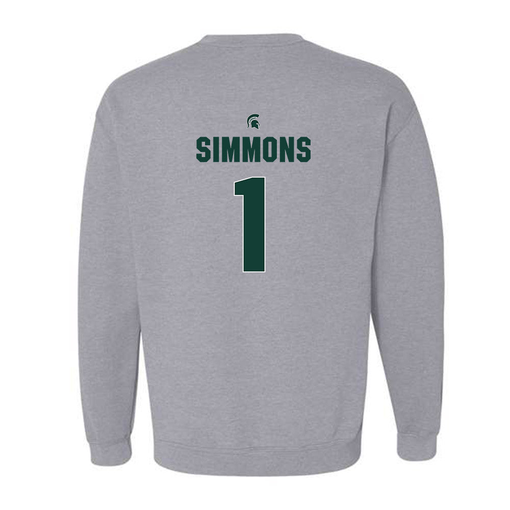 Michigan State - NCAA Women's Basketball : Jaddan Simmons - Sports Shersey Crewneck Sweatshirt-1