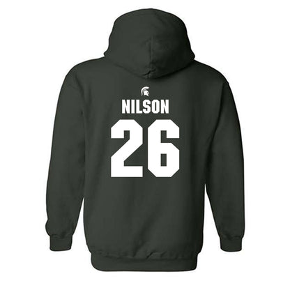 Michigan State - NCAA Men's Ice Hockey : Eric Nilson - Generic Shersey Hooded Sweatshirt-1