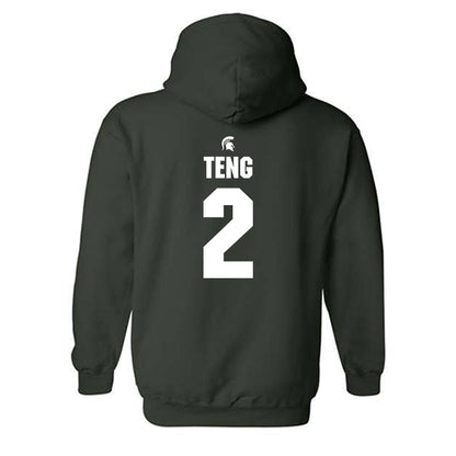 Michigan State - NCAA Men's Basketball : Kur Teng - Generic Shersey Hooded Sweatshirt-1