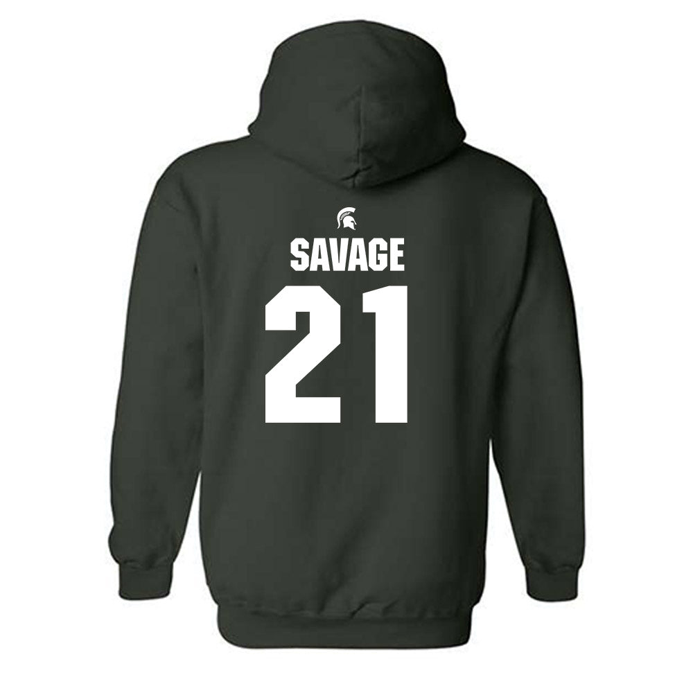 Michigan State - NCAA Men's Ice Hockey : Red Savage - Generic Shersey Hooded Sweatshirt-1