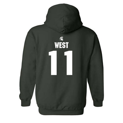 Michigan State - NCAA Men's Ice Hockey : Owen West - Generic Shersey Hooded Sweatshirt-1