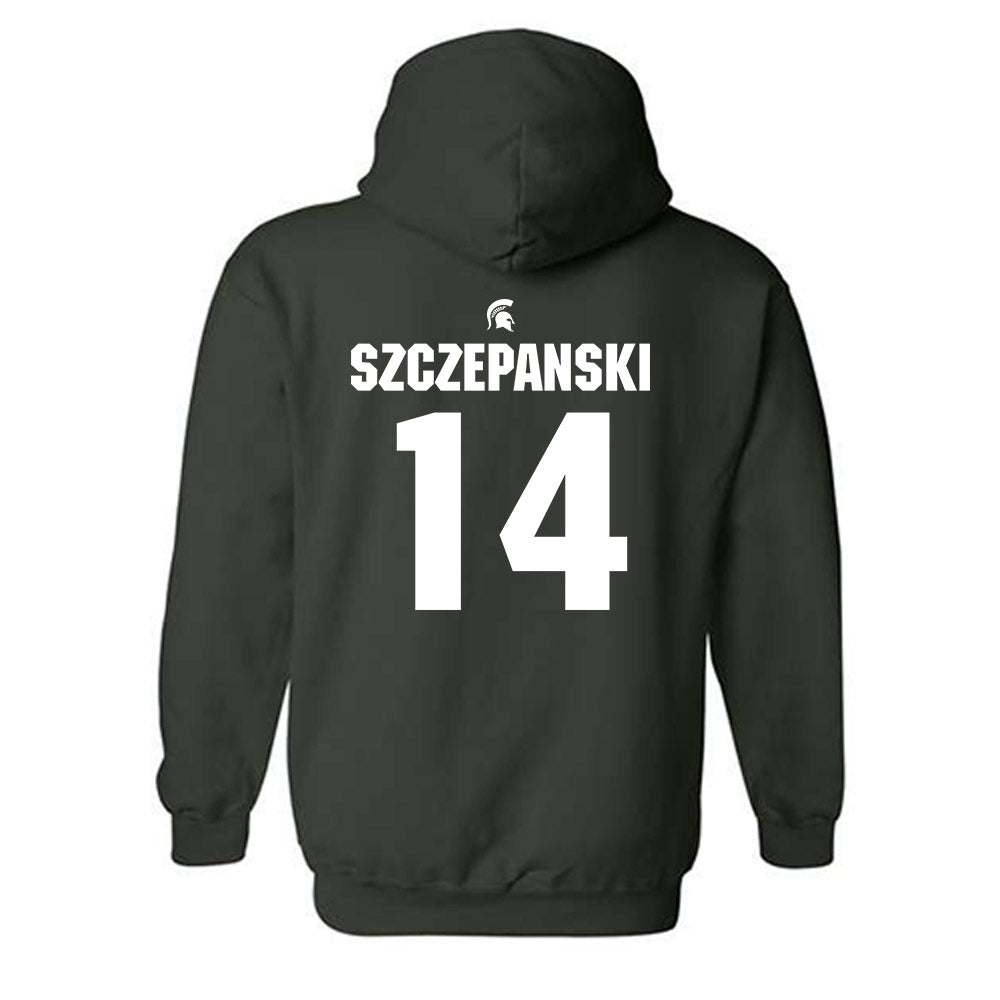 Michigan State - NCAA Baseball : Tommy Szczepanski - Generic Shersey Hooded Sweatshirt-1