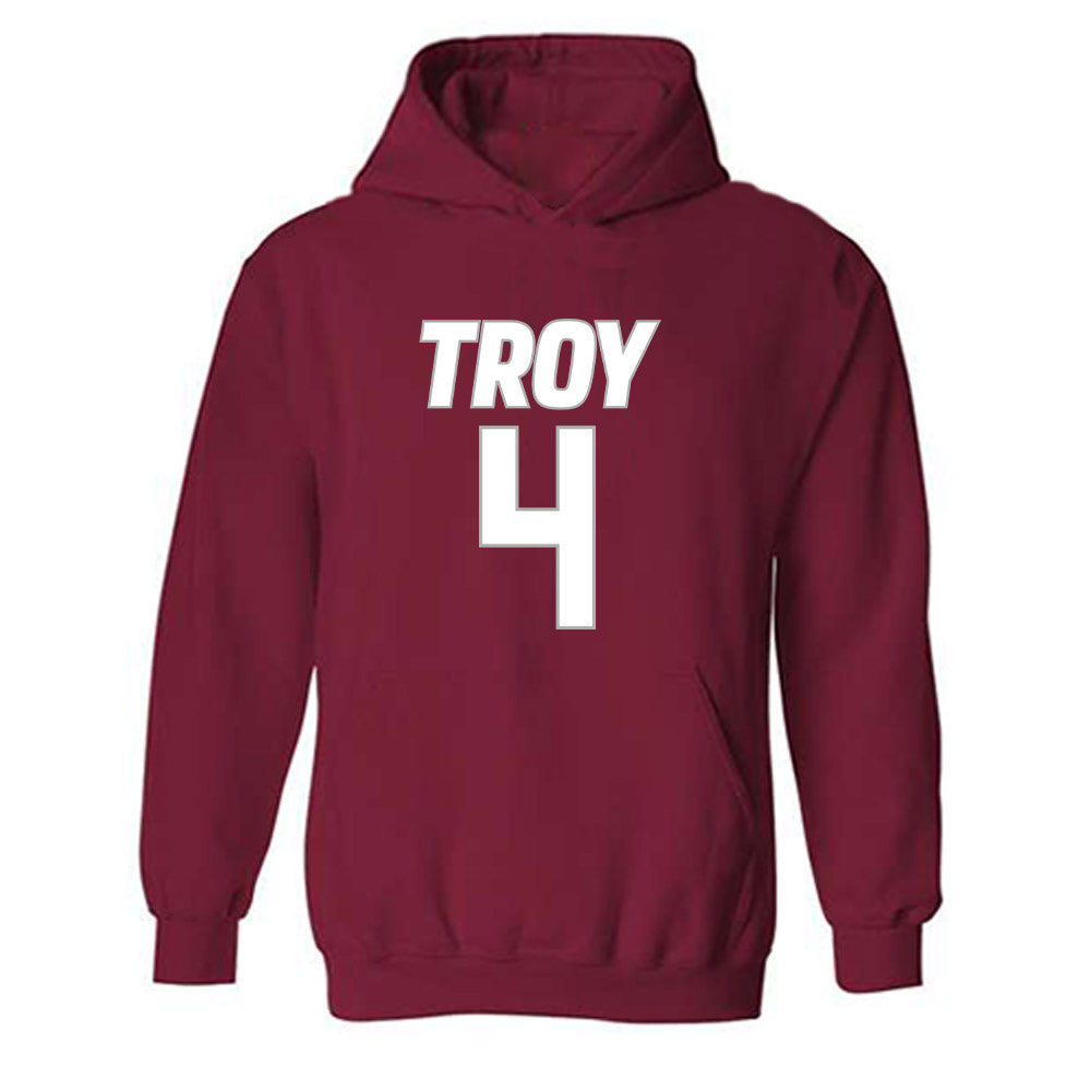 Troy - NCAA Men's Basketball : Emmanuel Clarton - Shersey Hooded Sweatshirt-0