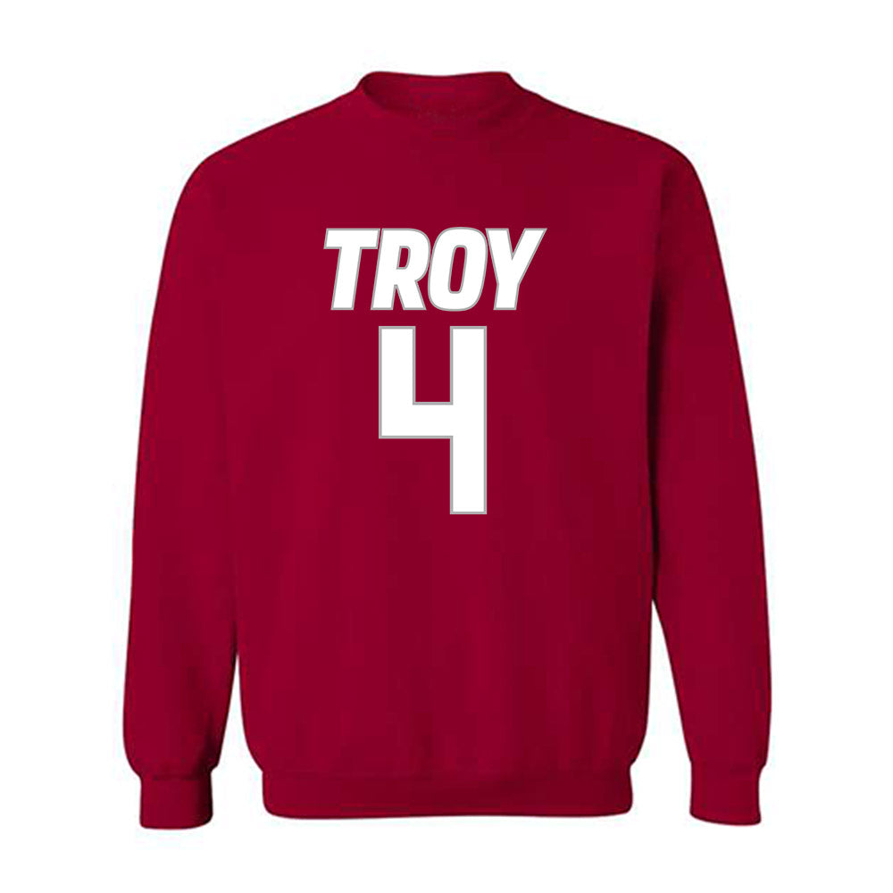 Troy - NCAA Men's Basketball : Emmanuel Clarton - Shersey Crewneck Sweatshirt-0