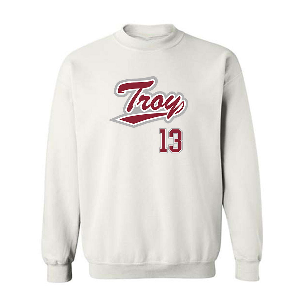 Troy - NCAA Baseball : Peryn Bland - Shersey Crewneck Sweatshirt-0