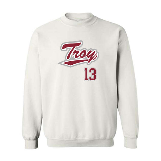 Troy - NCAA Baseball : Peryn Bland - Shersey Crewneck Sweatshirt-0