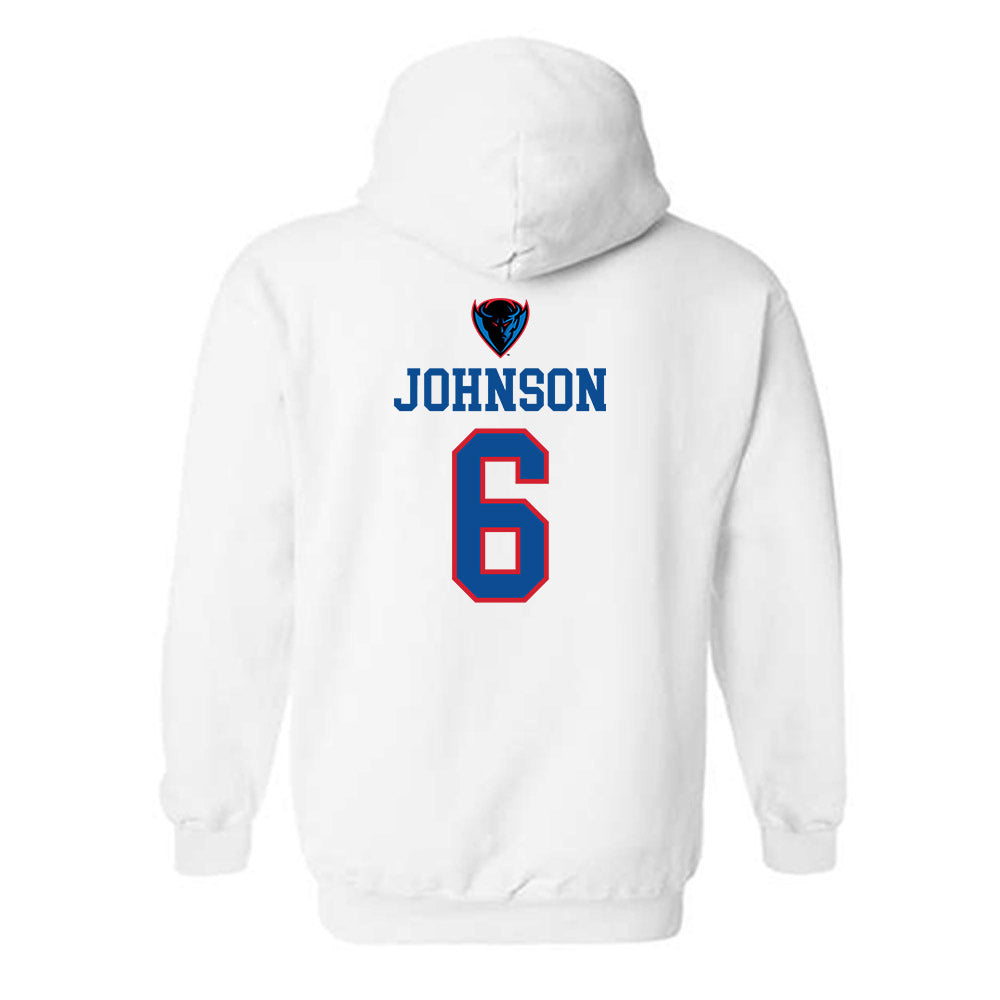 DePaul - NCAA Men's Basketball : Jonas Johnson - Classic Shersey Hooded Sweatshirt-1