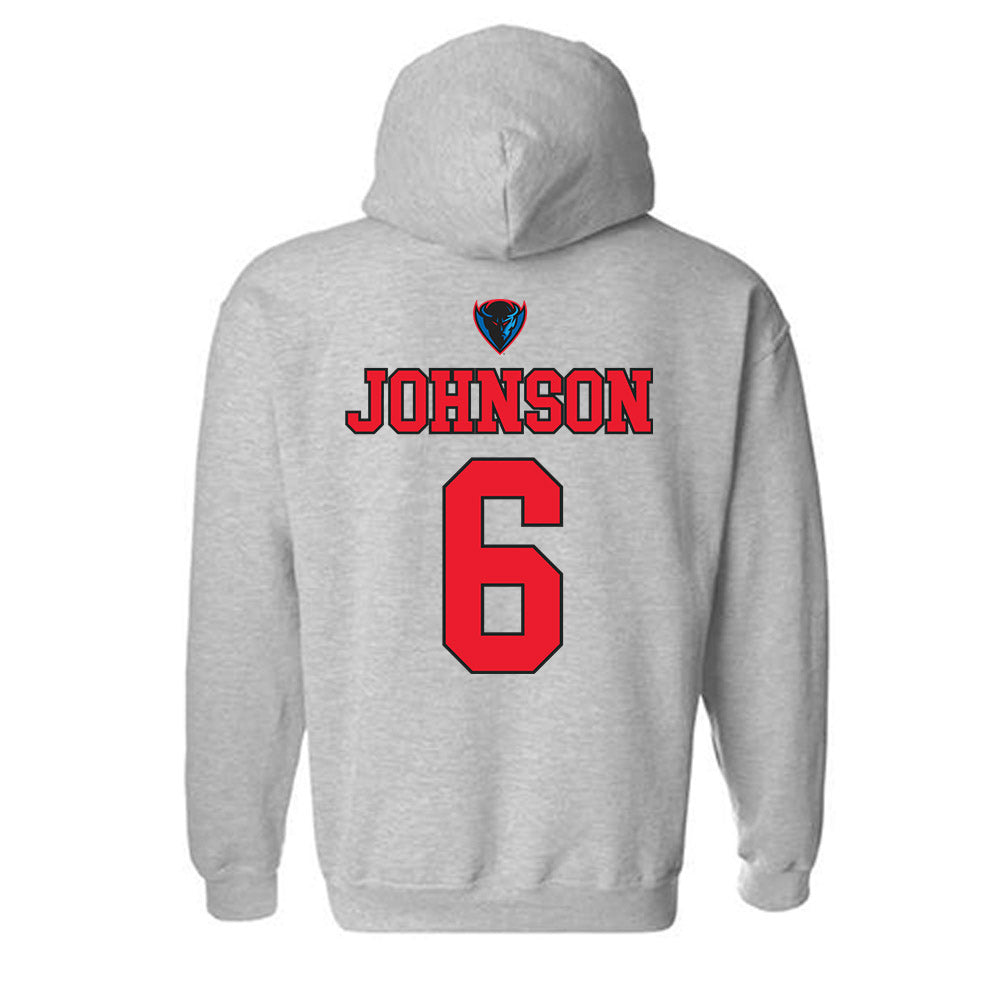 DePaul - NCAA Men's Basketball : Jonas Johnson - Sports Shersey Hooded Sweatshirt-1