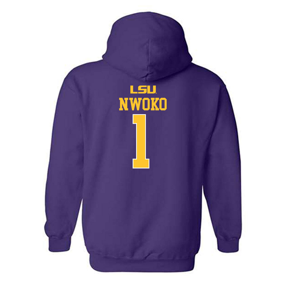 LSU - NCAA Men's Basketball : Mike Nwoko - Sports Shersey Hooded Sweatshirt-1