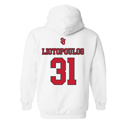 St. Johns - NCAA Men's Basketball : Lefteris Liotopoulos - Sports Shersey Hooded Sweatshirt-1