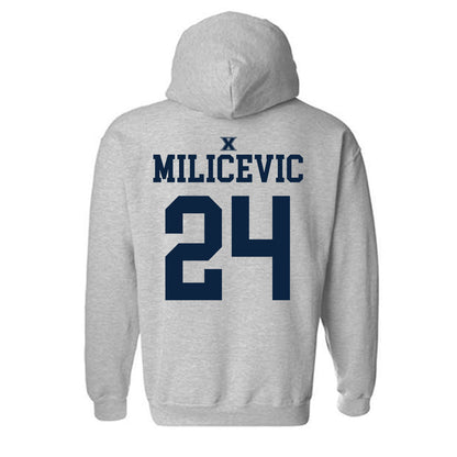 Xavier - NCAA Men's Basketball : Jovan Milicevic - Sports Shersey Hooded Sweatshirt-1