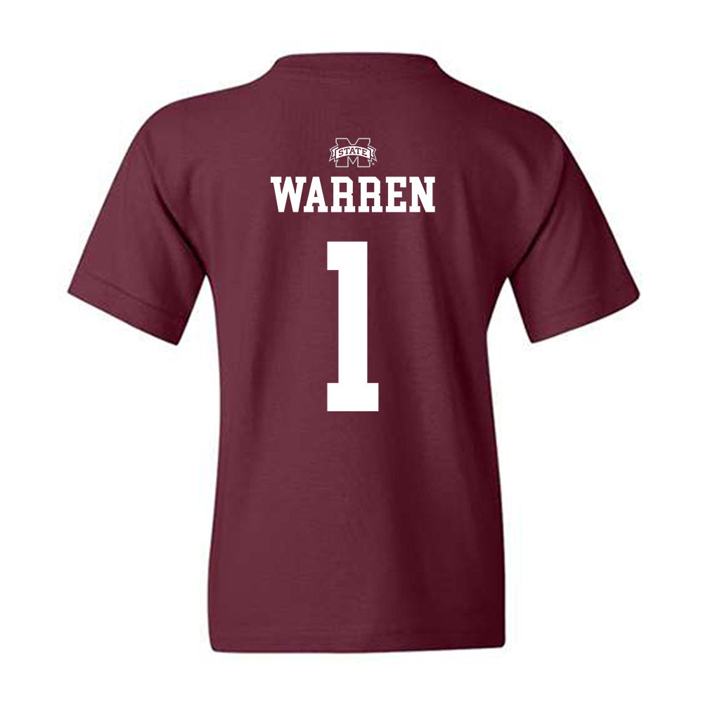 Mississippi State - NCAA Men's Basketball : Dellquan Warren - Sports Shersey Youth T-Shirt-1