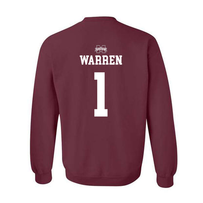 Mississippi State - NCAA Men's Basketball : Dellquan Warren - Sports Shersey Crewneck Sweatshirt-1