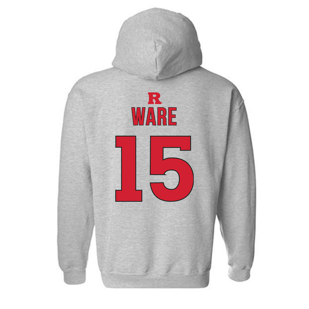 Rutgers - NCAA Men's Basketball : Gevonte Ware - Sports Shersey Hooded Sweatshirt-1