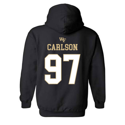 Wake Forest - NCAA Football : Caleb Carlson - Sports Shersey Hooded Sweatshirt-1