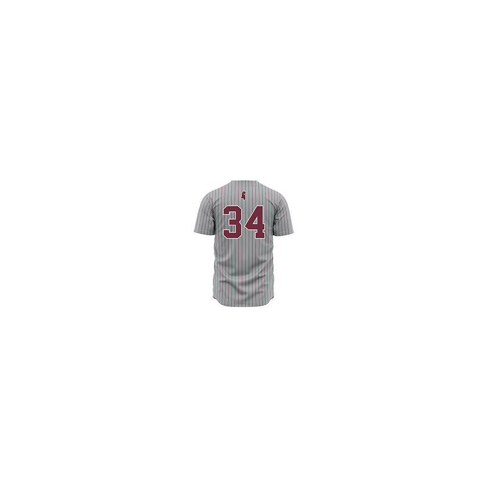 Mississippi State - NCAA Baseball : Gehrig Frei - Gray Pinstripes Jersey-1