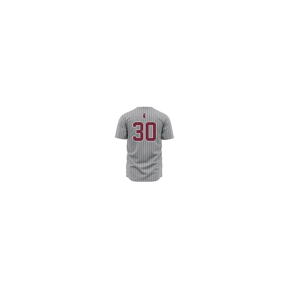 Mississippi State - NCAA Baseball : Jackson Logar - Gray Pinstripes Jersey-1