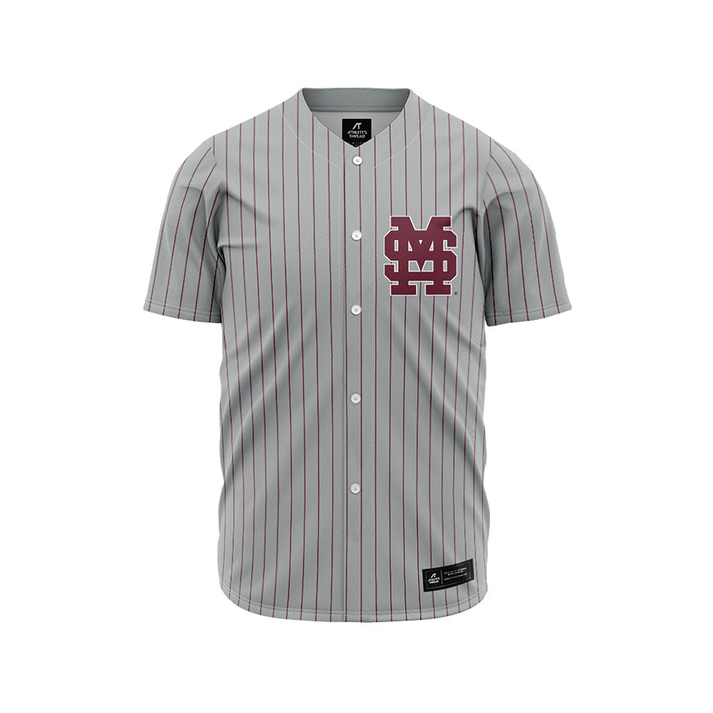 Mississippi State - NCAA Baseball : Ethan Pulliam - Gray Pinstripes Jersey