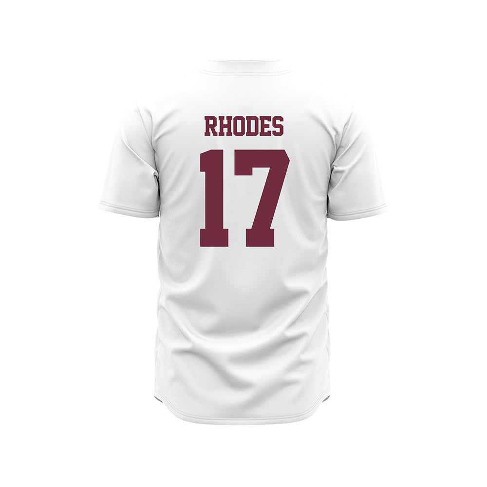 Mississippi State - NCAA Baseball : Parker Rhodes - White Pinstripes Jersey-1