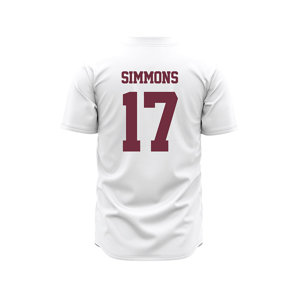 Mississippi State - NCAA Baseball : Stone Simmons - White Pinstripes Jersey-1