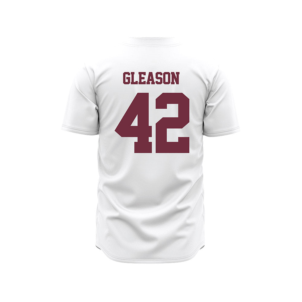 Mississippi State - NCAA Baseball : Jack Gleason - White Pinstripes Jersey-1