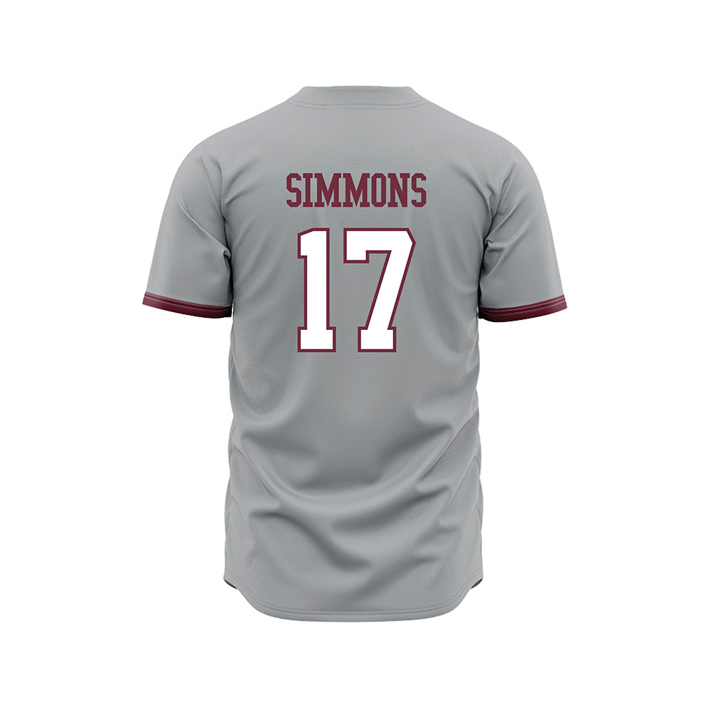 Mississippi State - NCAA Baseball : Stone Simmons - Gray Slate Jersey-1
