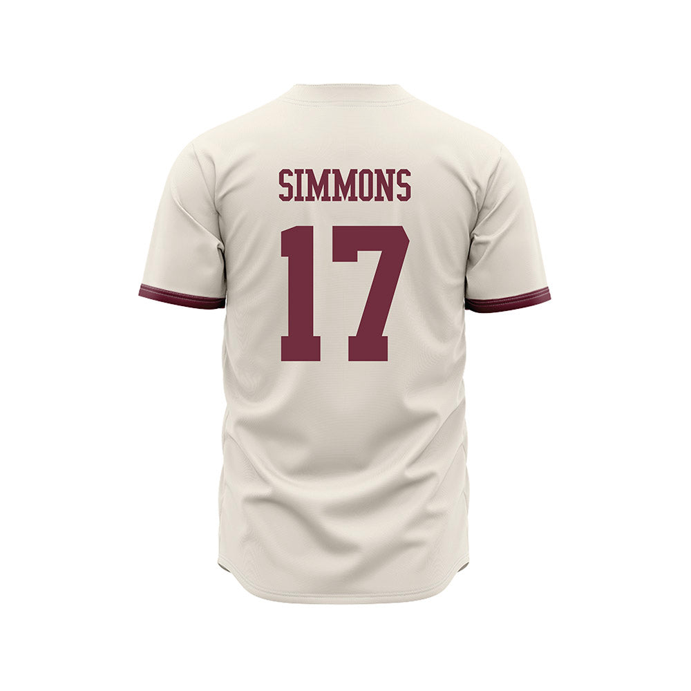 Mississippi State - NCAA Baseball : Stone Simmons - Cream Jersey-1