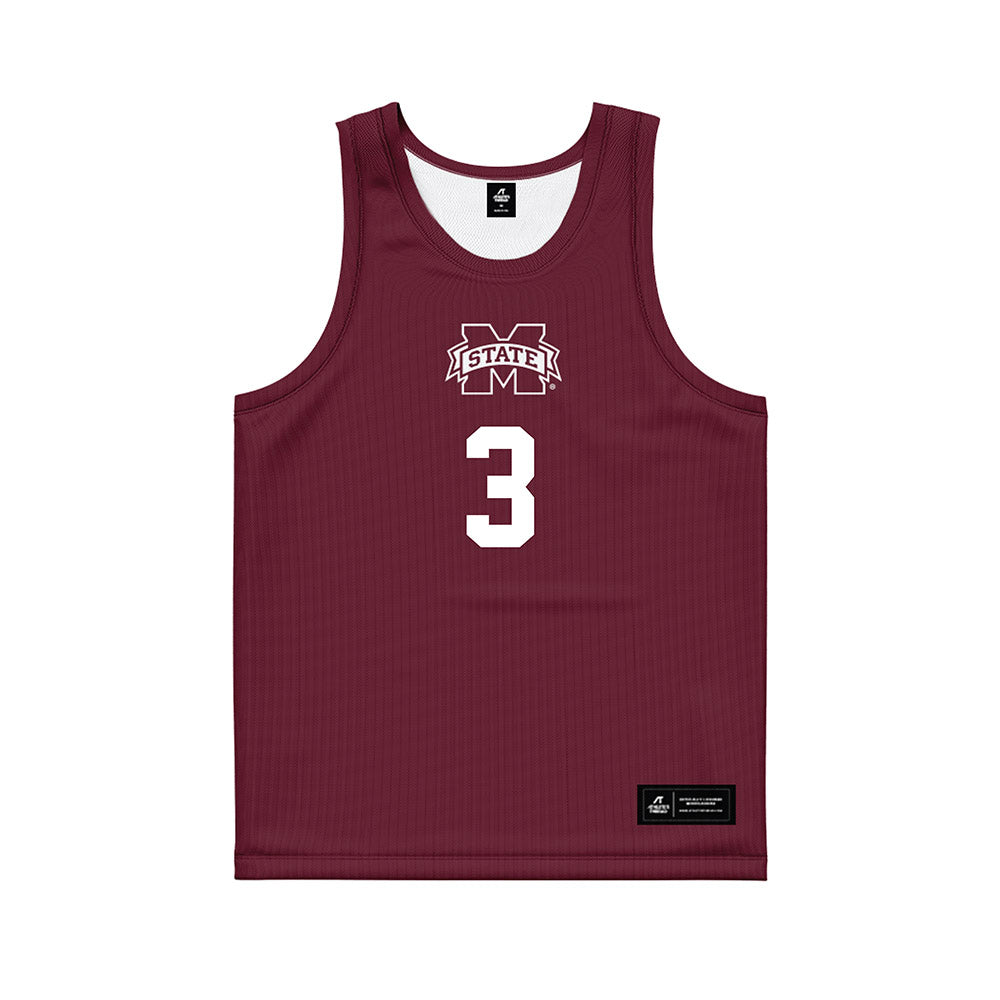 Mississippi State - NCAA Men's Basketball : Tee Bartlett - Maroon Basketball Jersey-0