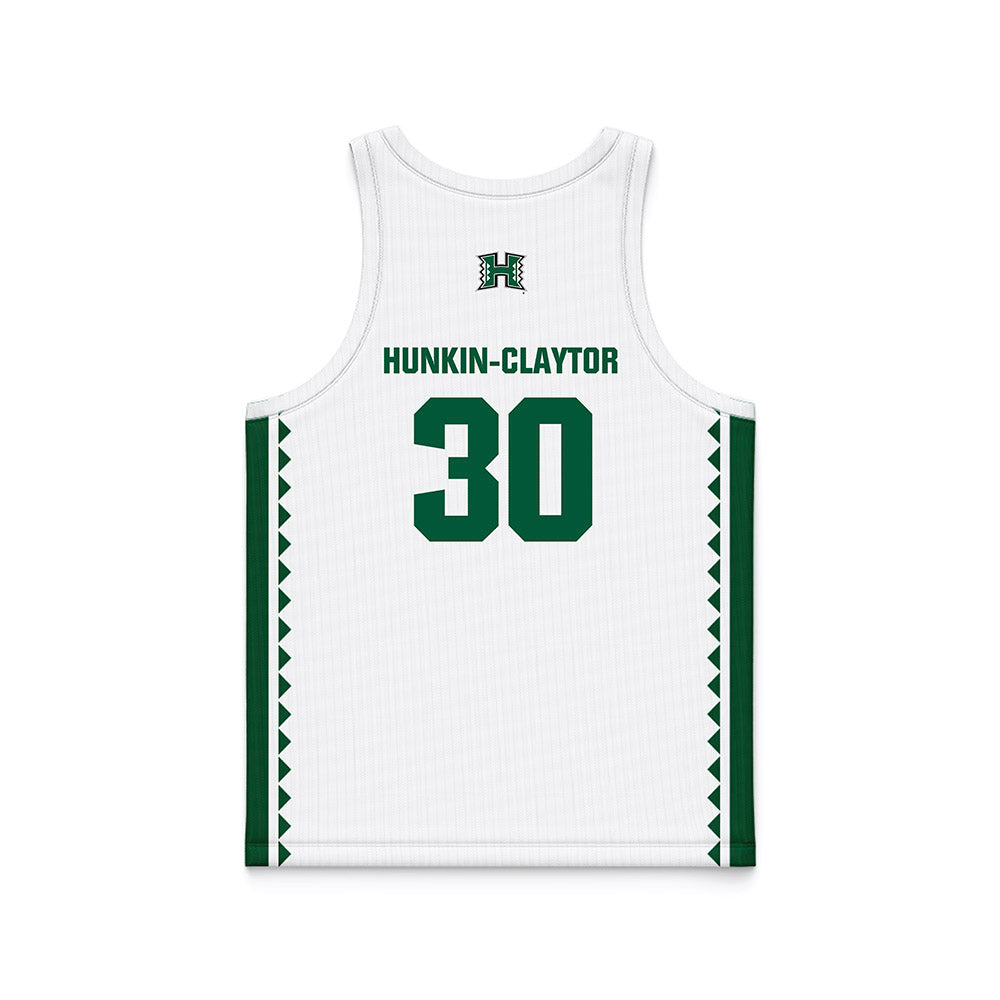 Hawaii - NCAA Men's Basketball : Aaron Hunkin-Claytor - White Basketball Jersey-1