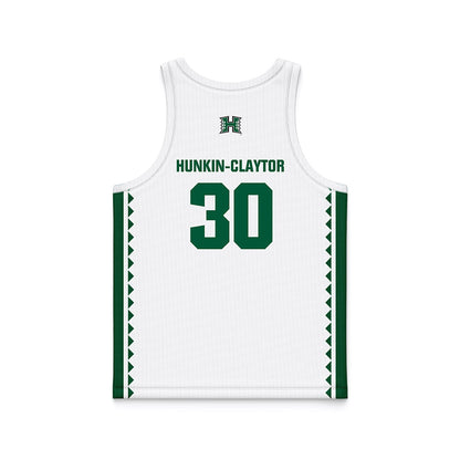 Hawaii - NCAA Men's Basketball : Aaron Hunkin-Claytor - White Basketball Jersey-1
