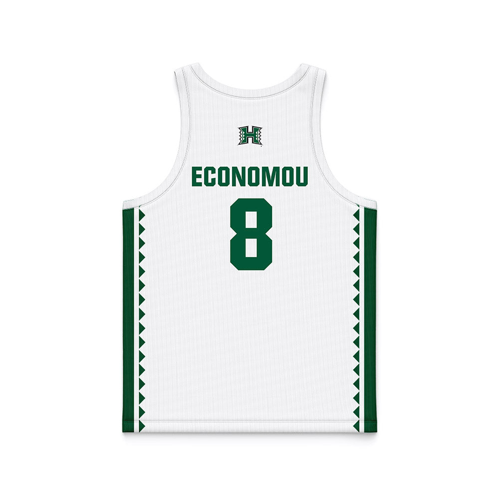 Hawaii - NCAA Men's Basketball : AJ Economou - White Basketball Jersey-1