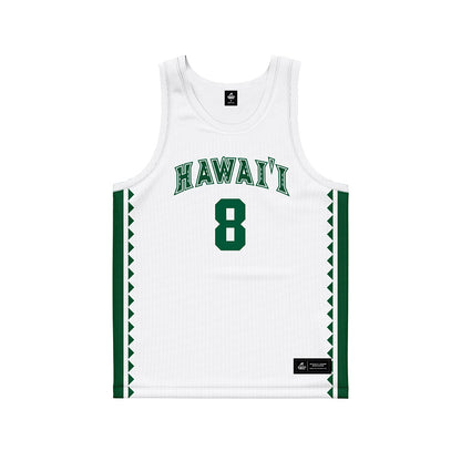 Hawaii - NCAA Men's Basketball : AJ Economou - White Basketball Jersey-0