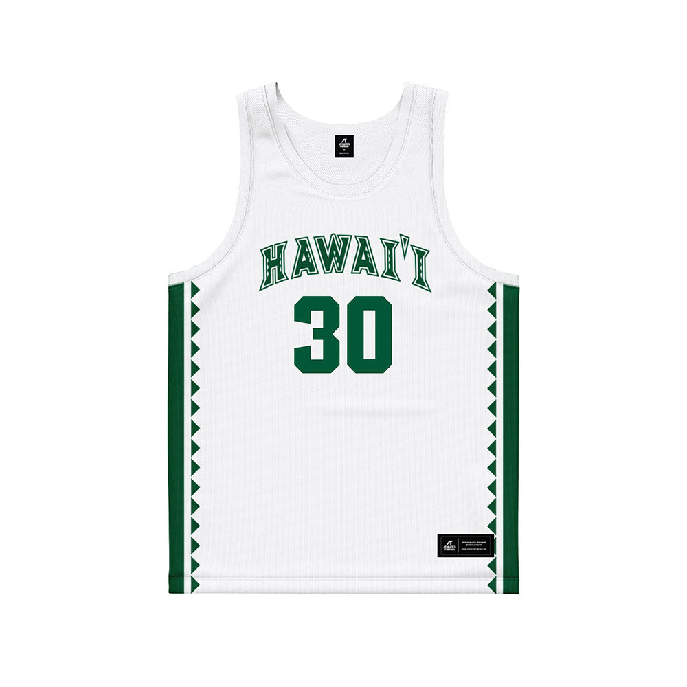 Hawaii - NCAA Men's Basketball : Aaron Hunkin-Claytor - White Basketball Jersey-0