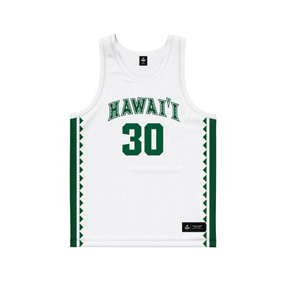 Hawaii - NCAA Men's Basketball : Aaron Hunkin-Claytor - White Basketball Jersey-0