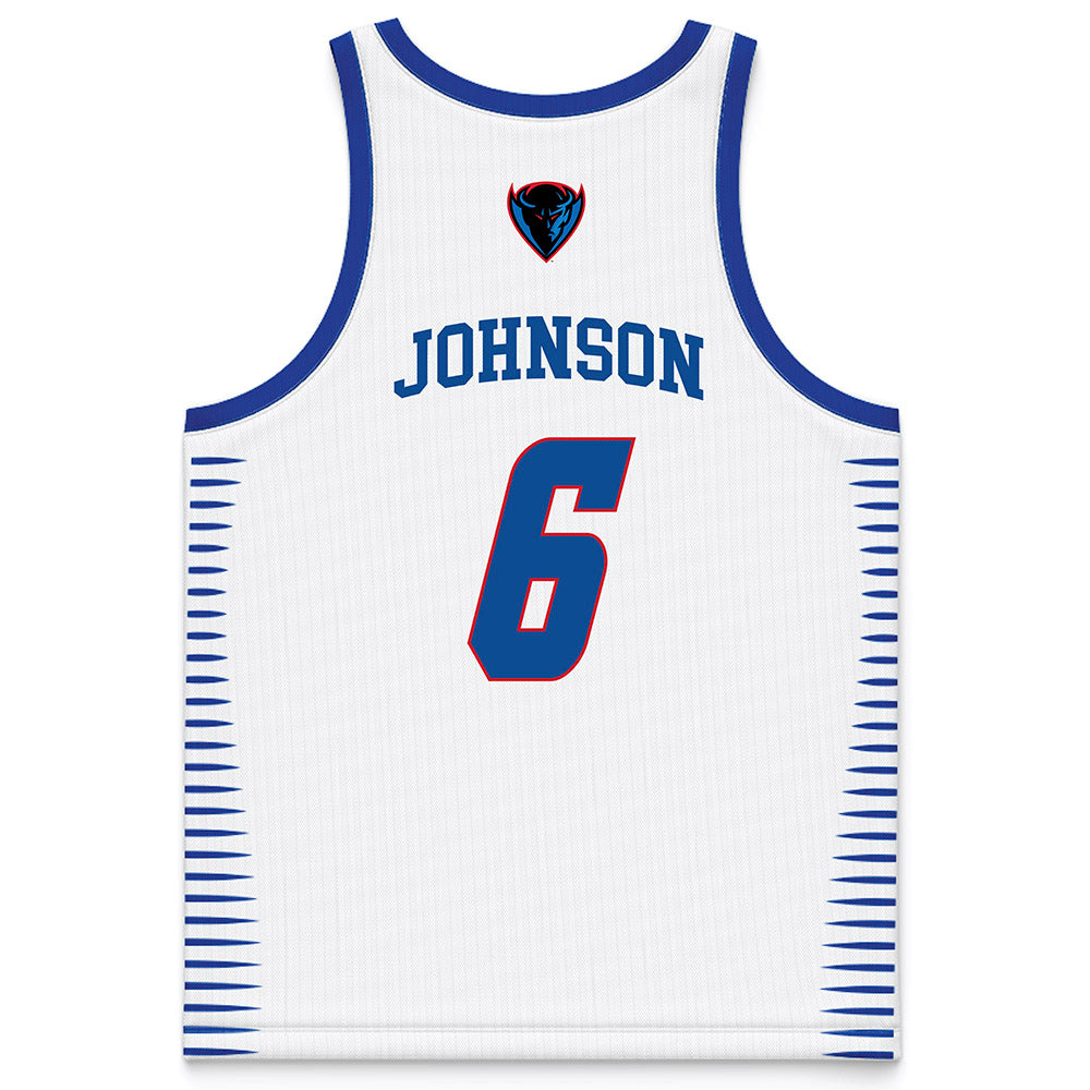 DePaul - NCAA Men's Basketball : Jonas Johnson - White Basketball Jersey-1