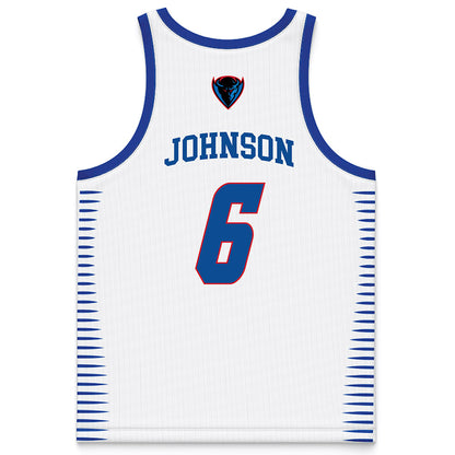 DePaul - NCAA Men's Basketball : Jonas Johnson - White Basketball Jersey-1