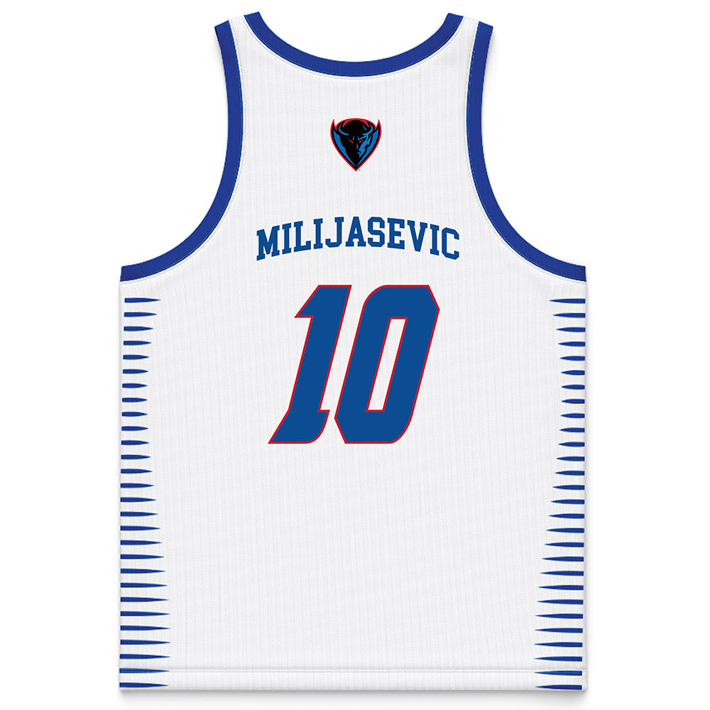 DePaul - NCAA Men's Basketball : Ilija Milijasevic - White Basketball Jersey-1