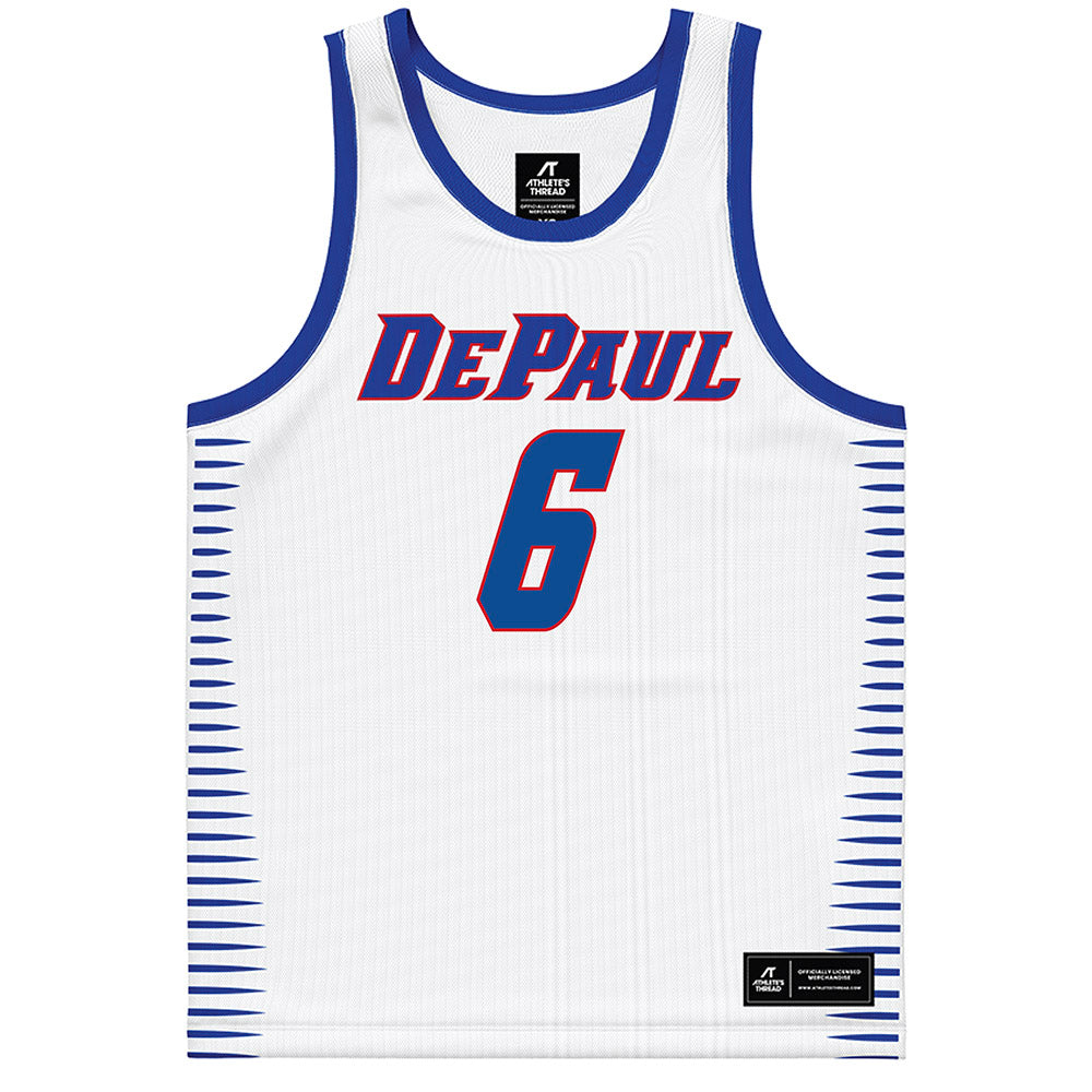 DePaul - NCAA Men's Basketball : Jonas Johnson - White Basketball Jersey-0