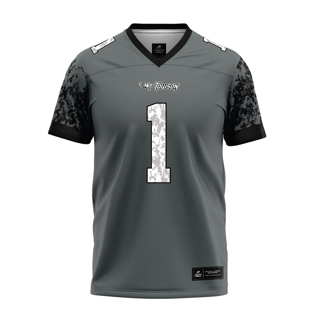 Towson - NCAA Football : Zay Perkins - Grey Football Jersey-0