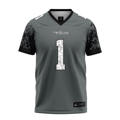 Towson - NCAA Football : Zay Perkins - Grey Football Jersey-0
