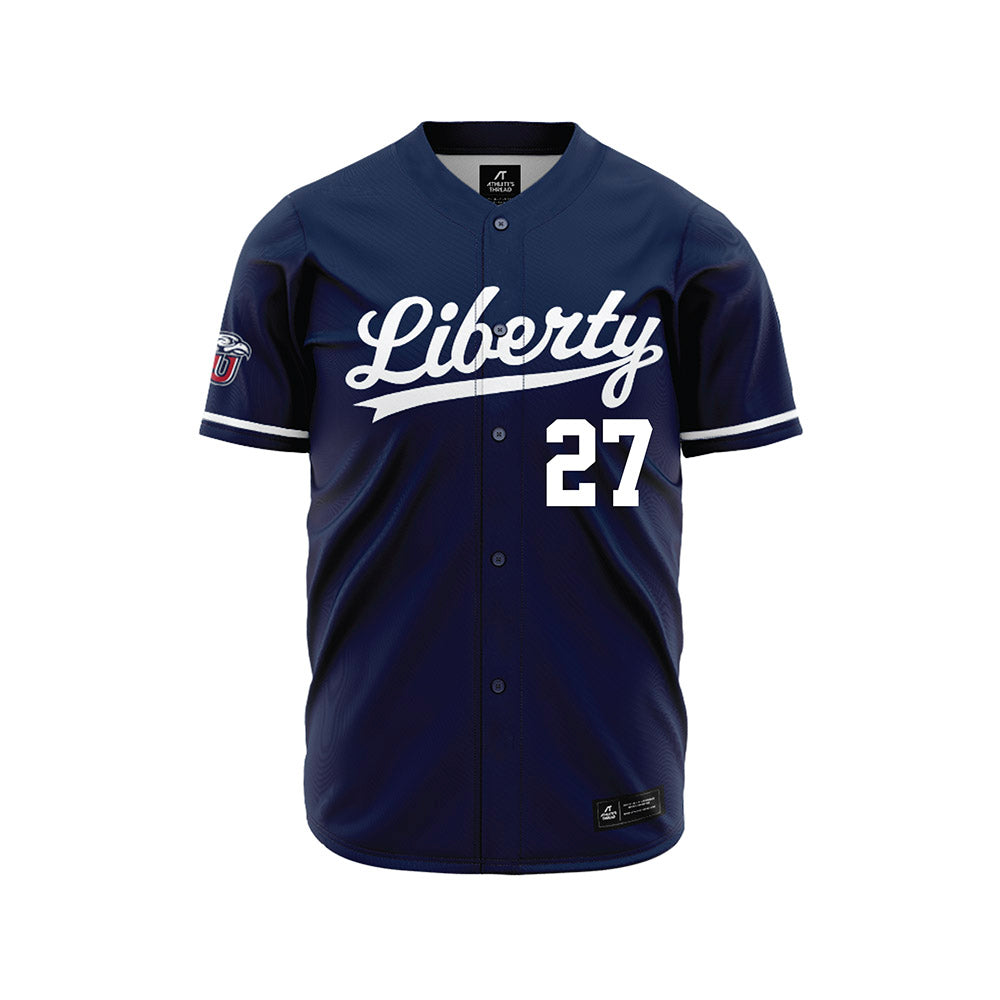 Liberty - NCAA Baseball : Tyler August - Navy Jersey-0