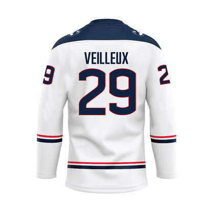 UConn - NCAA Men's Ice Hockey : Jake Veilleux - White Hockey Jersey