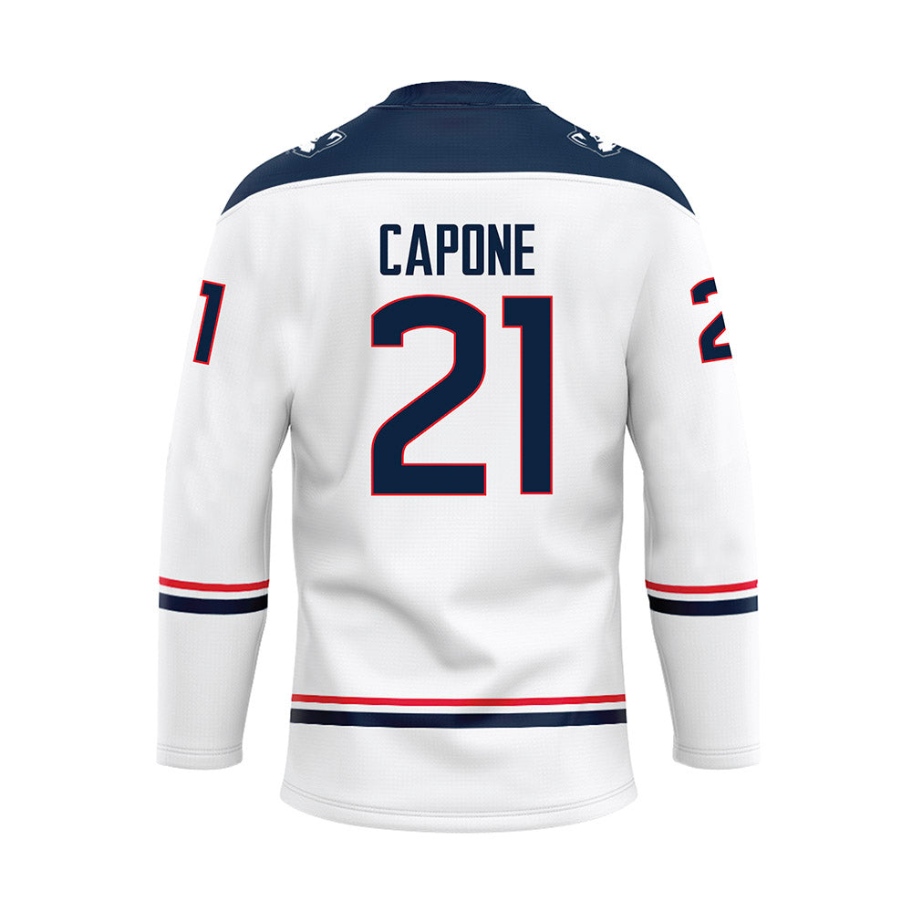 UConn - NCAA Men's Ice Hockey : Nick Capone - White Hockey Jersey