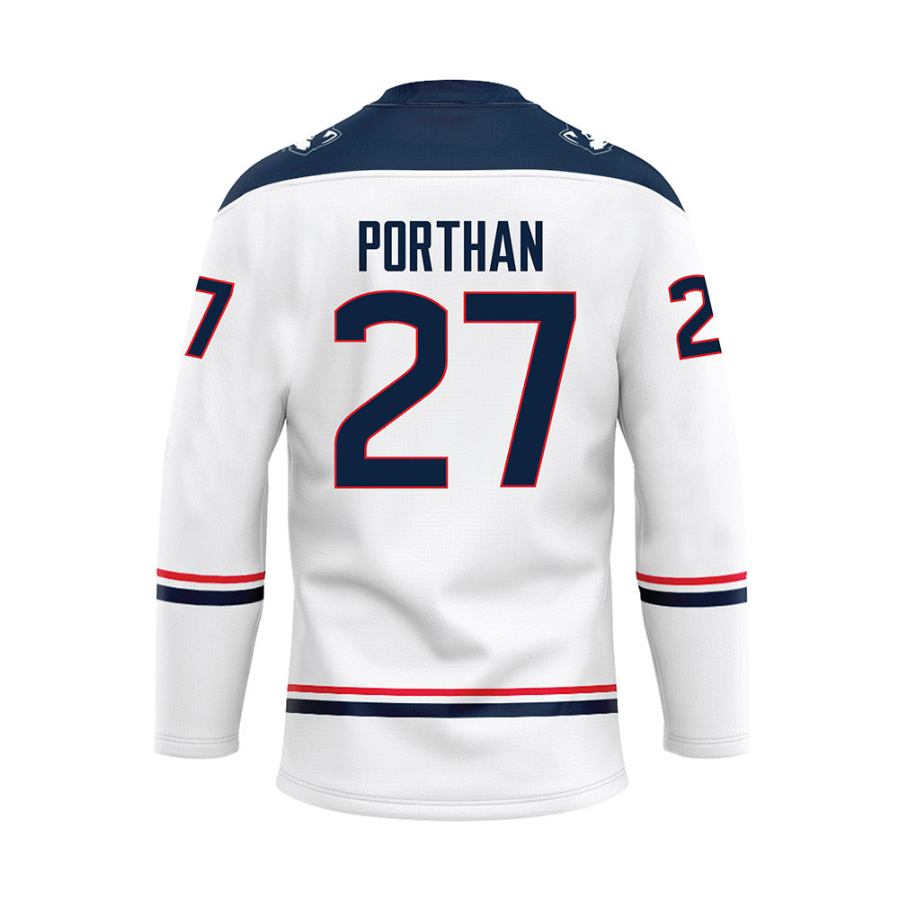 UConn - NCAA Women's Ice Hockey : Taylor Porthan - White Hockey Jersey-1