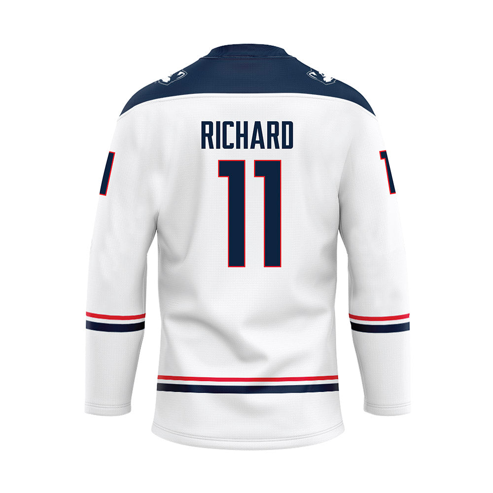 UConn - NCAA Men's Ice Hockey : Jake Richard - White Hockey Jersey