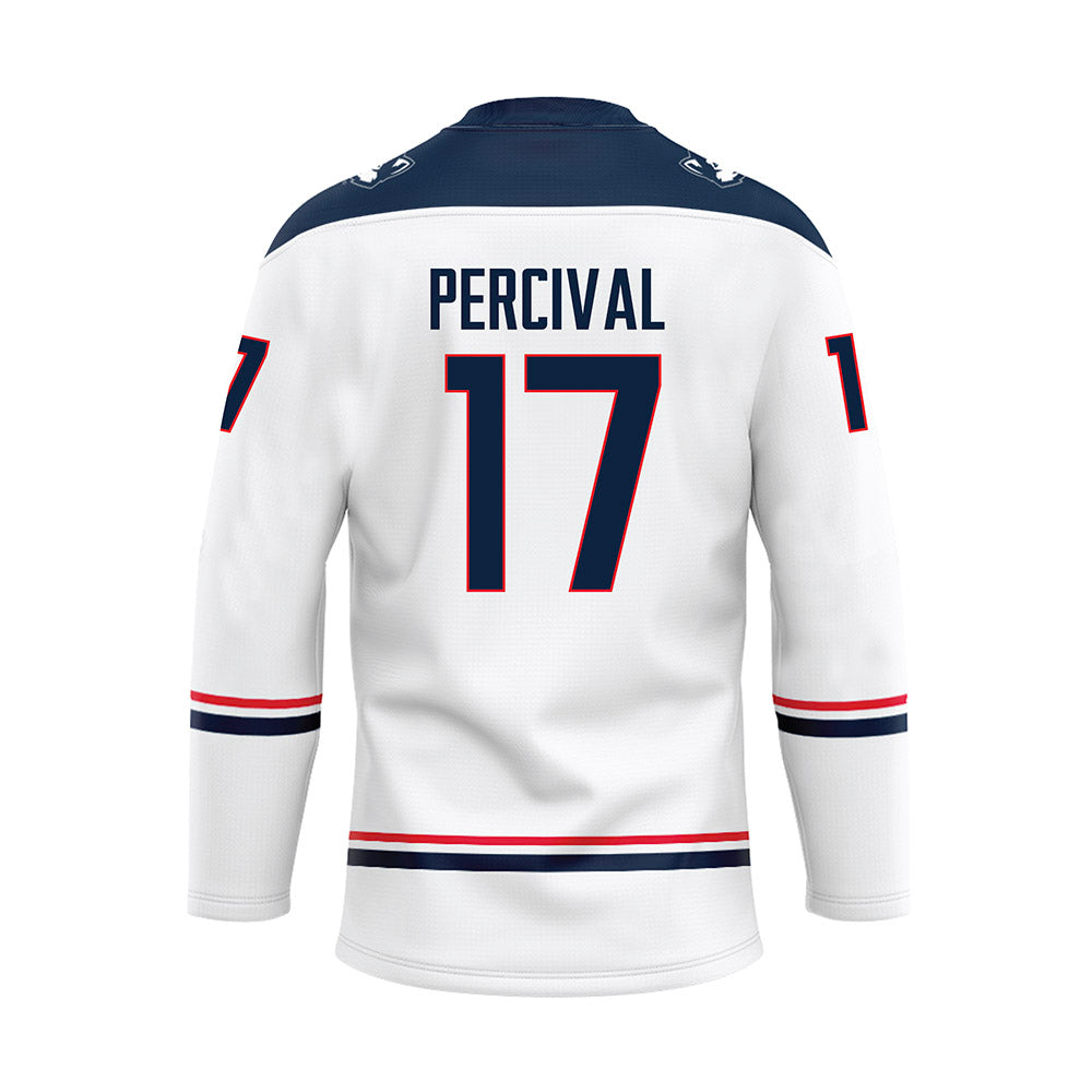 UConn - NCAA Men's Ice Hockey : Jake Percival - White Hockey Jersey
