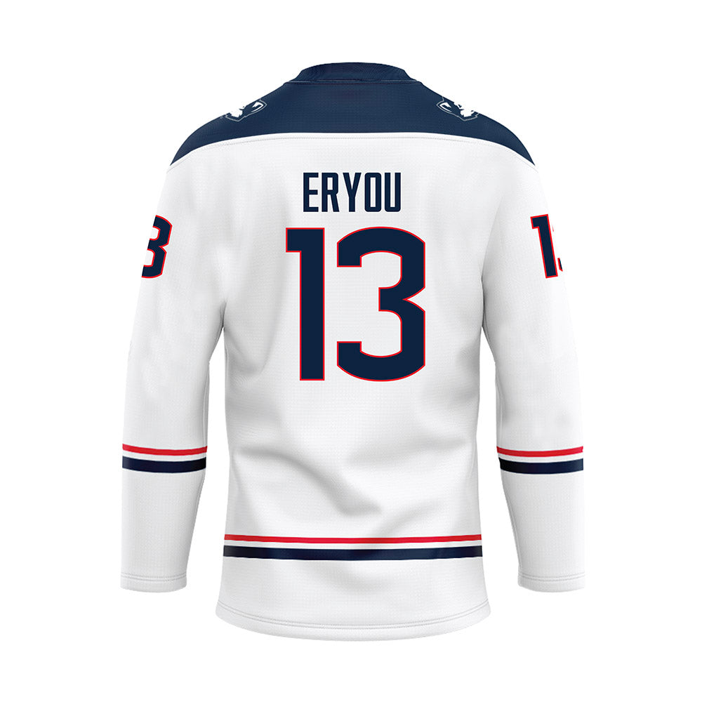 UConn - NCAA Women's Ice Hockey : Emma Eryou - White Hockey Jersey