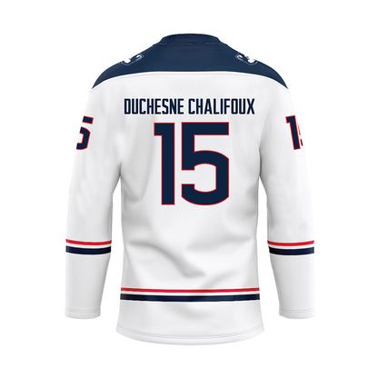 UConn - NCAA Women's Ice Hockey : Meghane Duchesne Chalifoux - White Hockey Jersey